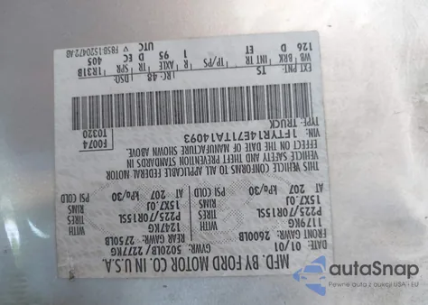 2001 Ford Ranger Edge/Xlt из США, поврежденный, VIN 1FTYR14E71TA14093